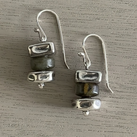 HTF Vintage Silpada Sterling Silver & Labradorite French Wire Earrings W0724 - Picture 3 of 9